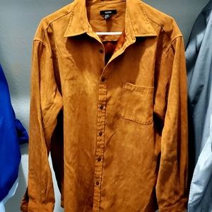 Alfani Burnt Orange Polyester Button Down